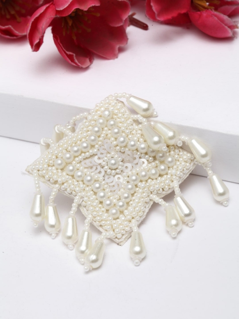 

Moedbuille Off White Pearls & Sequins Studded Contemporaray Afghan Finger Ring