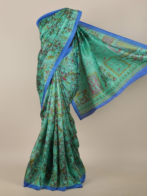 

Pothys Green & Blue Cotton Blend Saree