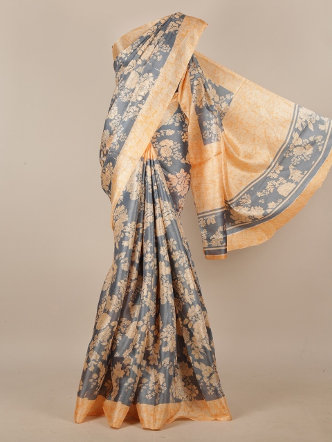 

Pothys Grey & Peach-Coloured Floral Cotton Blend Saree