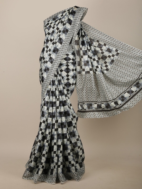 

Pothys Grey & White Checked Cotton Blend Saree