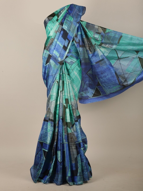 

Pothys Green & Blue Cotton Blend Saree