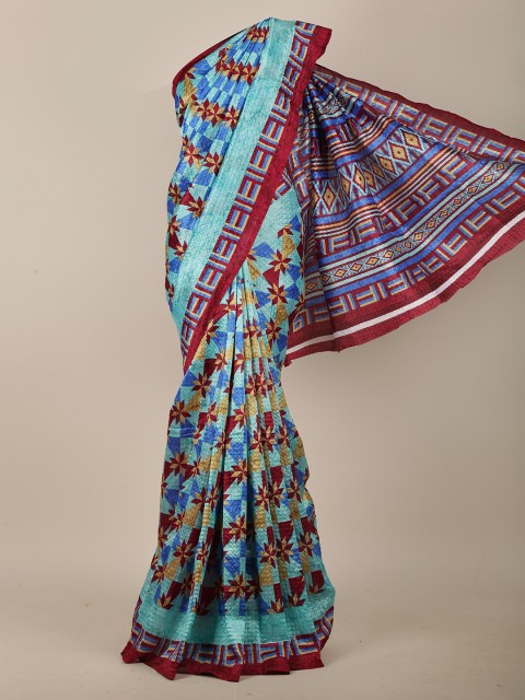 

Pothys Blue & Maroon Cotton Blend Saree