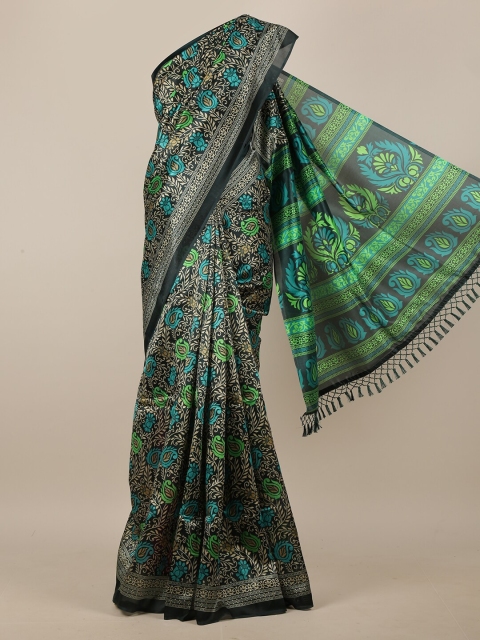 

Pothys Green & Black Ethnic Motifs Cotton Blend Saree