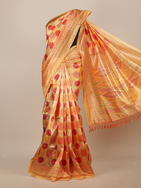 

Pothys Orange & Red Cotton Blend Saree