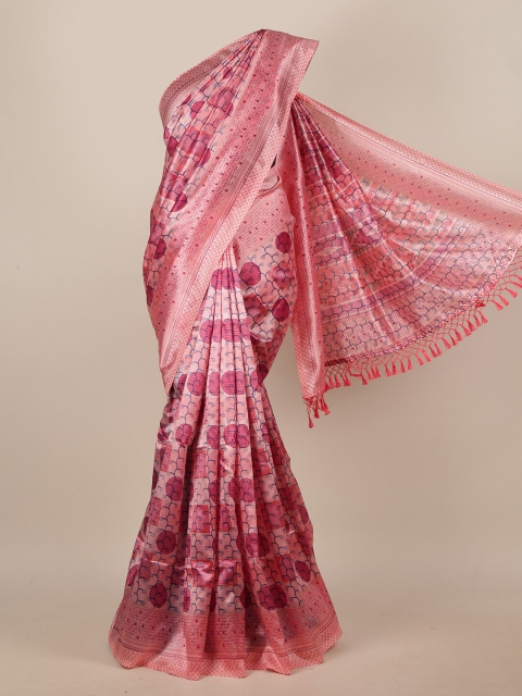 

Pothys Pink Ethnic Motifs Cotton Blend Saree