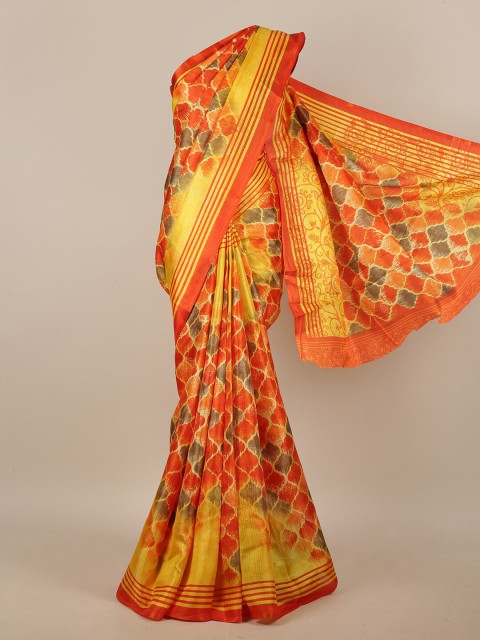 

Pothys Red & Yellow Ethnic Motifs Cotton Blend Saree