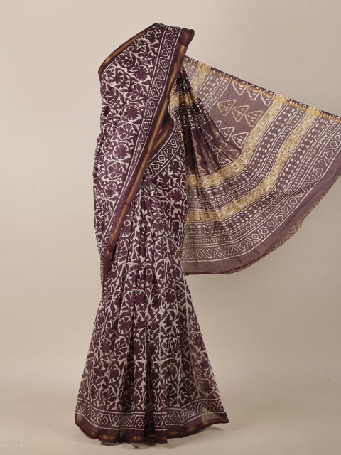 

Pothys Purple & Off White Ethnic Motifs Cotton Blend Saree