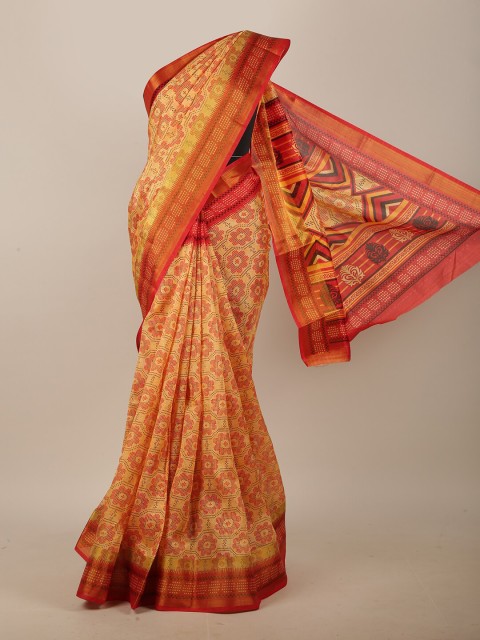 

Pothys Orange Zari Cotton Blend Saree