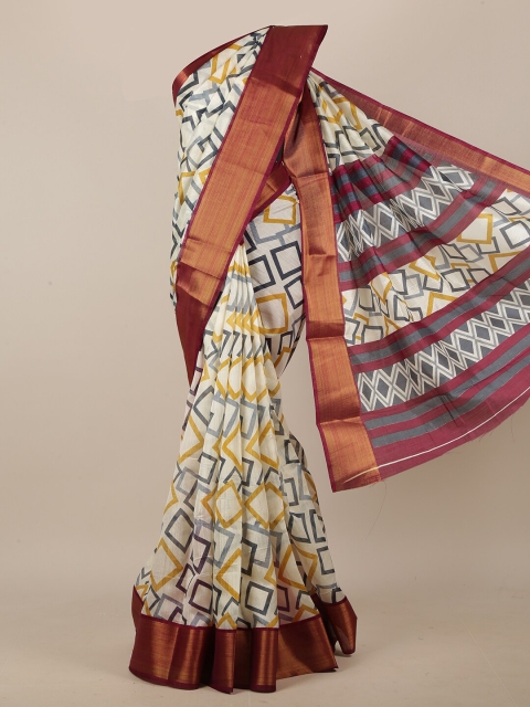

Pothys White & Blue Printed Saree