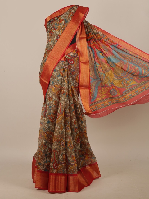 

Pothys Brown & Red Floral Saree