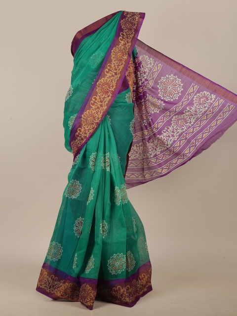 

Pothys Green & Purple Floral Saree