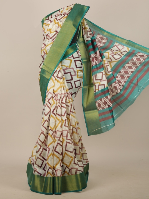 

Pothys White & Brown Printed Saree