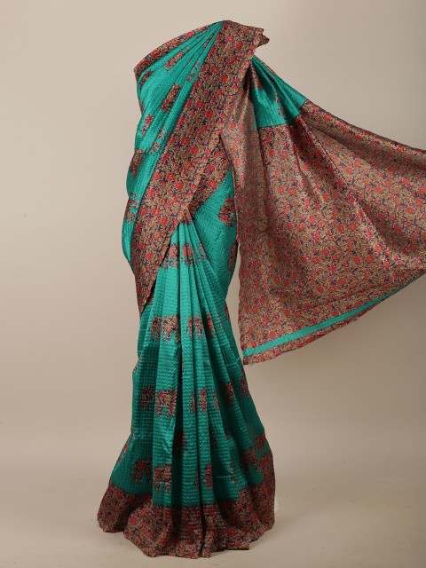 

Pothys Green & Red Floral Saree