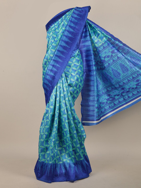 

Pothys Turquoise Blue & Blue Floral Saree