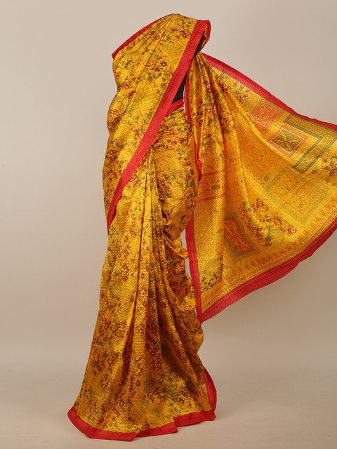 

Pothys Mustard Yellow & Red Printed Saree