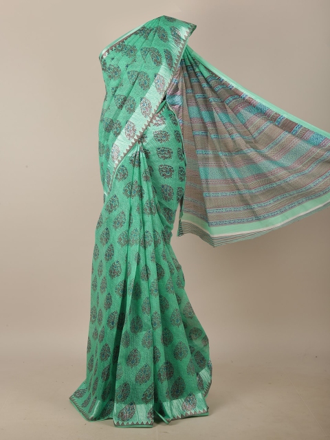 

Pothys Green & Grey Floral Printed Saree