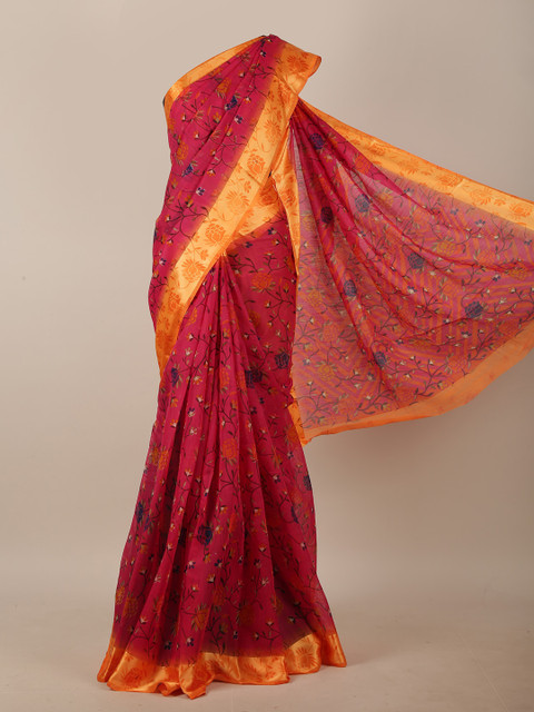 

Pothys Pink & Black Floral Saree