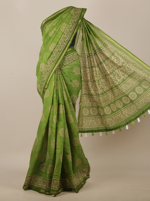 

Pothys Green & Beige Floral Saree