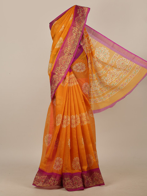 

Pothys Orange & Magenta Floral Saree