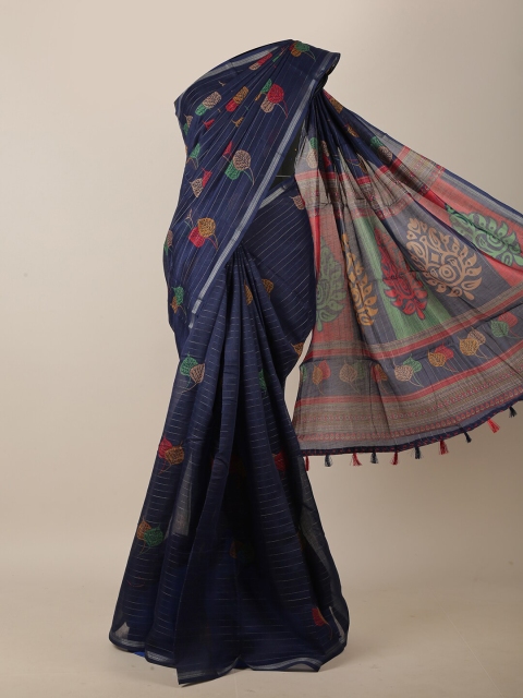 

Pothys Navy Blue & Red Floral Saree