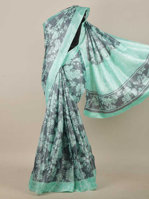 

Pothys Grey & Sea Green Floral Saree