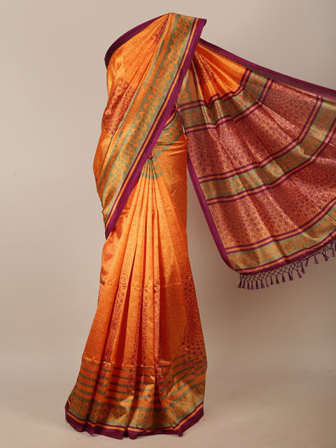 

Pothys Orange & Burgundy Printed Saree