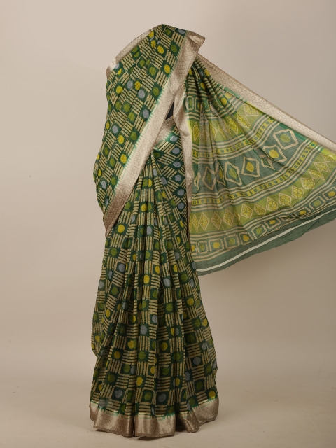 

Pothys Green & Yellow Printed Saree