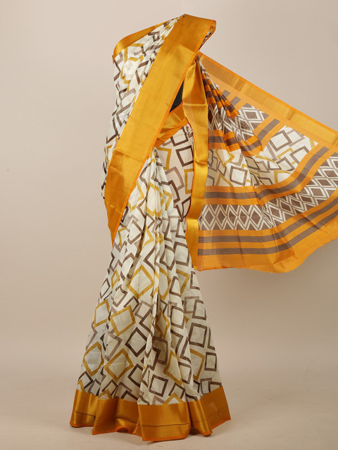 

Pothys Yellow & White Printed Saree