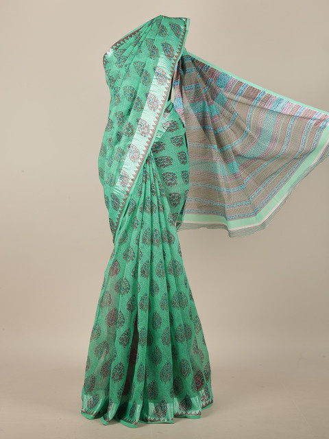 

Pothys Green & Red Floral Saree