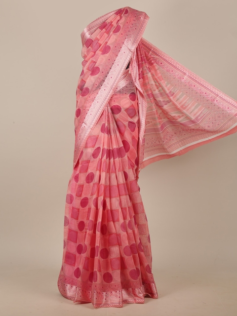 

Pothys Peach-Coloured & Red Printed Saree