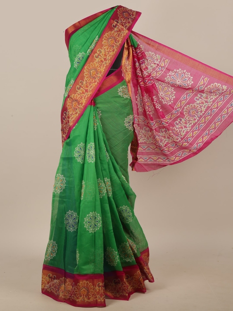 

Pothys Green & Red Ethnic Motifs Saree
