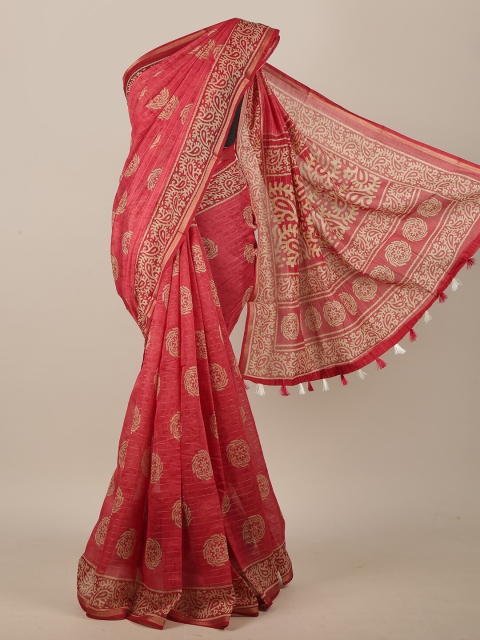 

Pothys Pink & Cream-Coloured Ethnic Motifs Saree