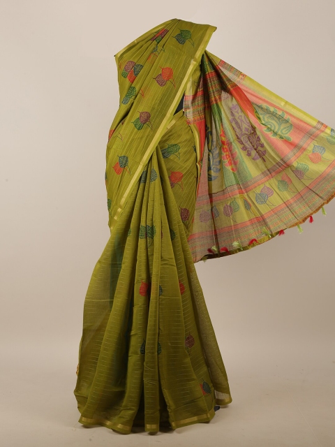 

Pothys Green & Red Floral Saree