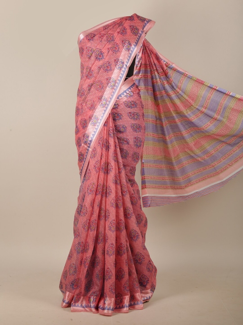 

Pothys Pink & Blue Floral Saree