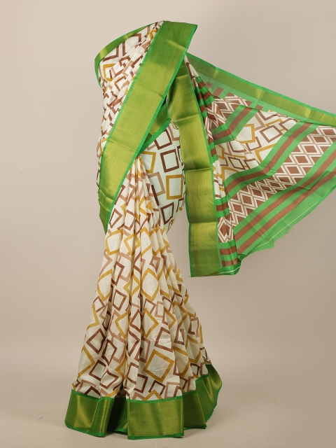 

Pothys Green & White Printed Saree