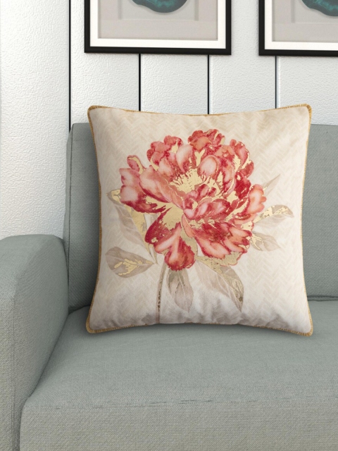 

Home Centre Red & Off White Floral Printed Square Cushion Covers
