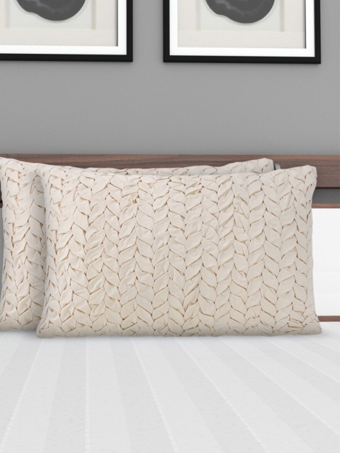 

Home Centre Set Of 2 Beige Embellished Rectangle Cushion Covers