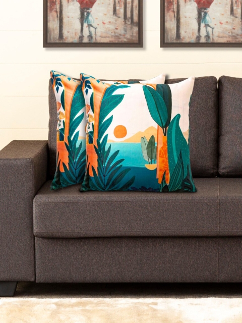 

Home Centre Set Of 2 Blue & Orange Abstract Square Cushion Covers