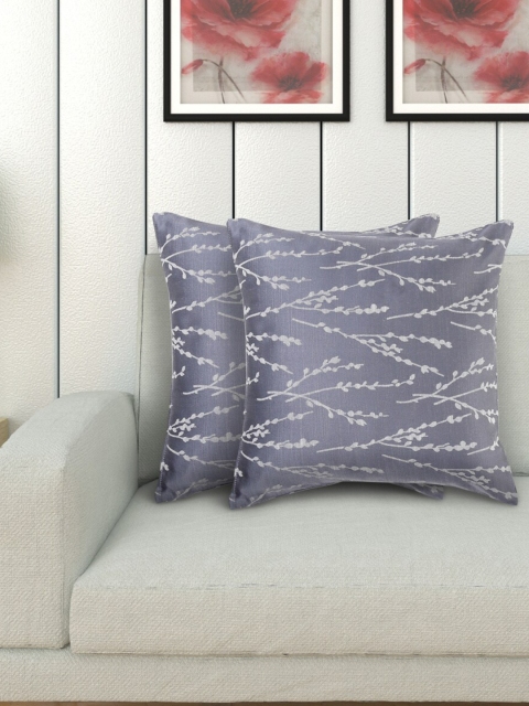 

Home Centre Grey Set of 2 Floral Square Cushion Covers