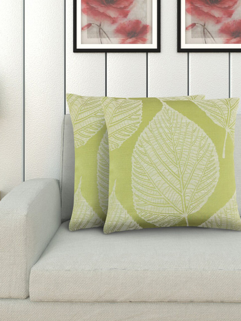 

Home Centre Green & Grey Set of 2 Floral Square Cushion Covers