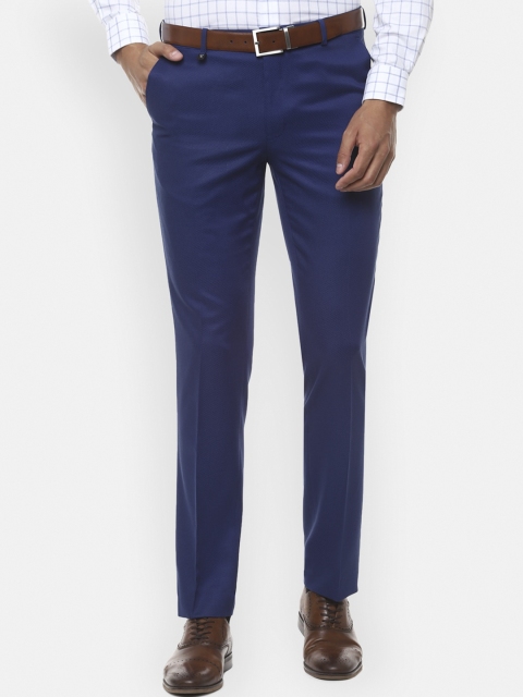 

V Dot Men Blue Slim Fit Formal Trousers