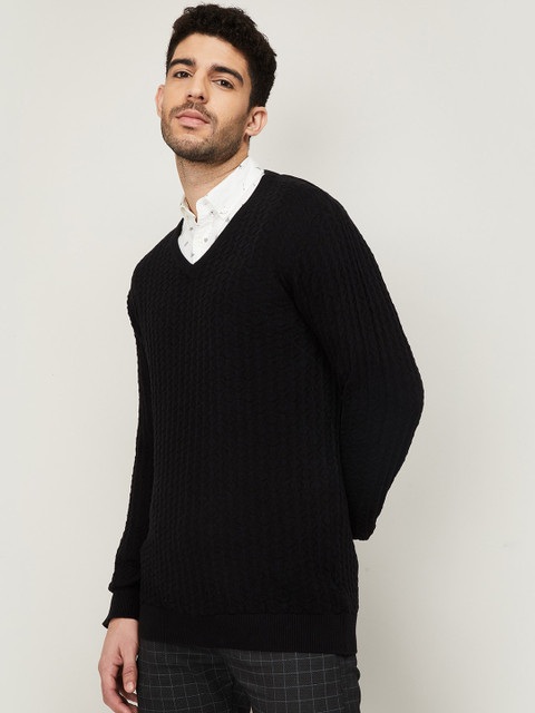 

CODE by Lifestyle Men Black Self Design Pullover