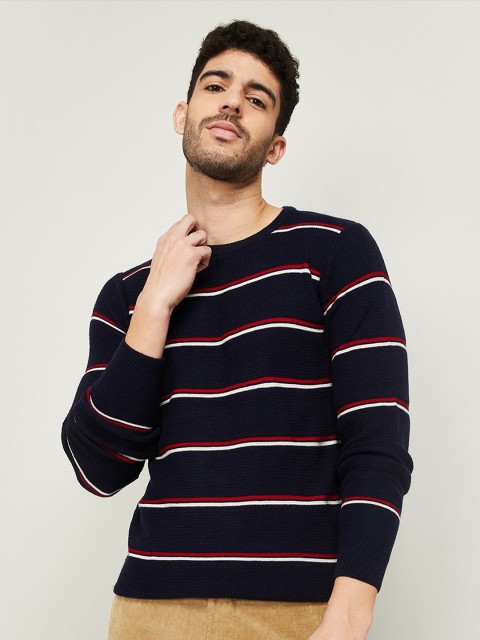 

CODE by Lifestyle Men Navy Blue & Red Striped Pullover