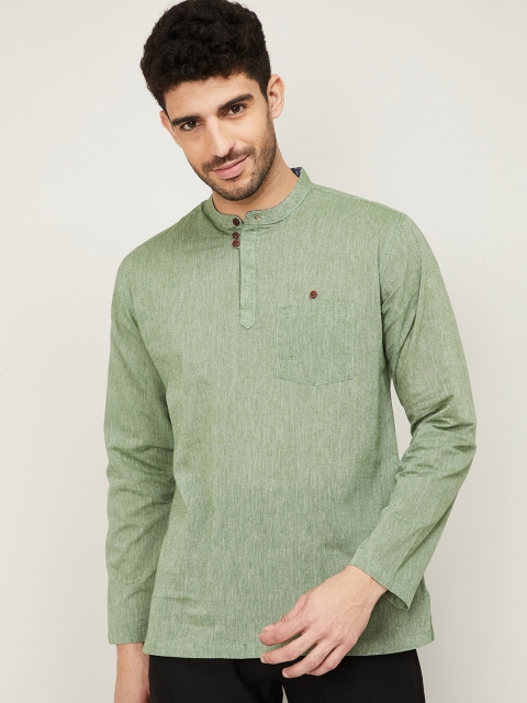 

Melange by Lifestyle Men Olive Green Thread Work Kurta