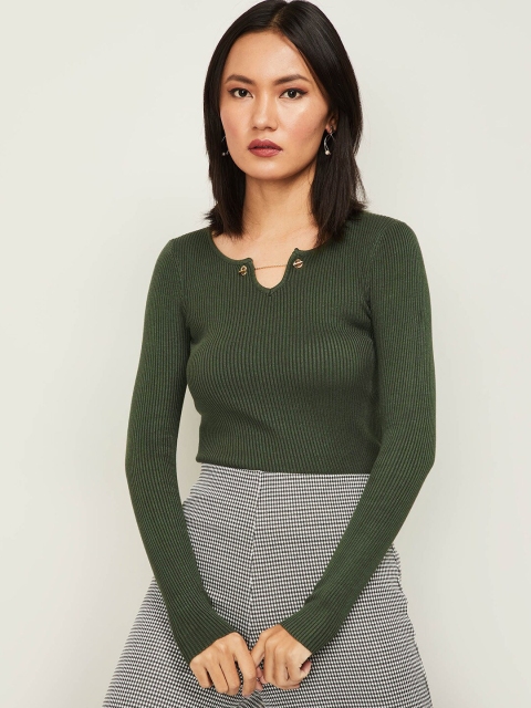 

CODE by Lifestyle Olive Green Long Sleeved Regular Top