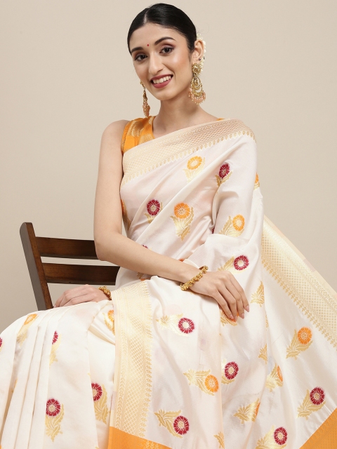 

SHAVYA Gold-Toned Woven Design Zari Pure Silk Saree