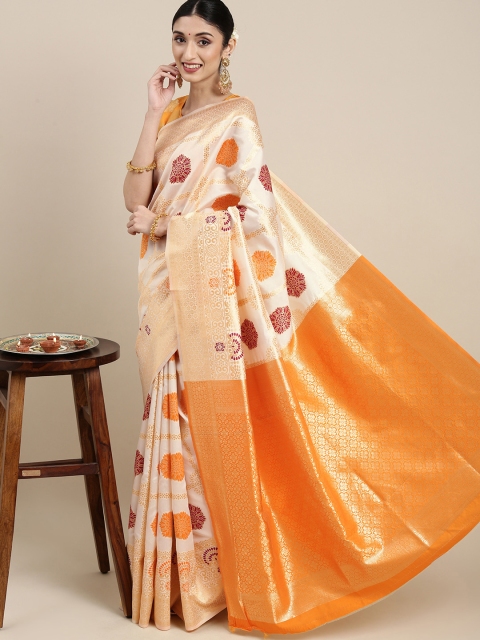 

SHAVYA Gold-Toned & Yellow Woven Design Zari Pure Silk Saree