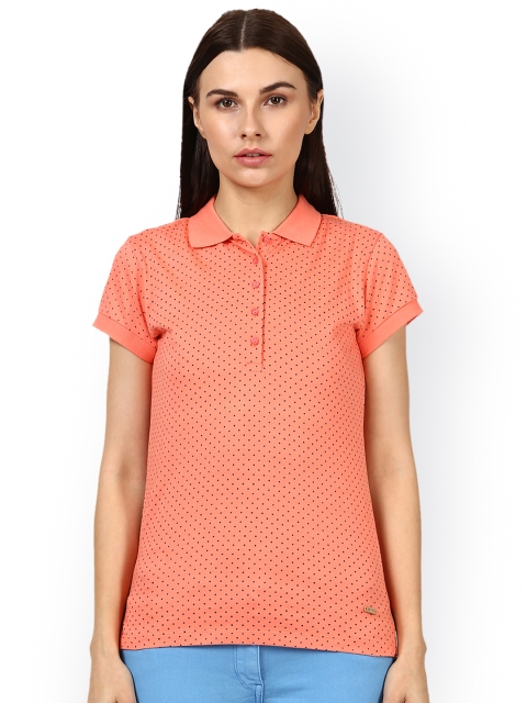 

Park Avenue Women Orange Printed Polo Collar T-shirt
