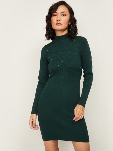 

Ginger by Lifestyle Olive Green Embellished Bodycon Dress