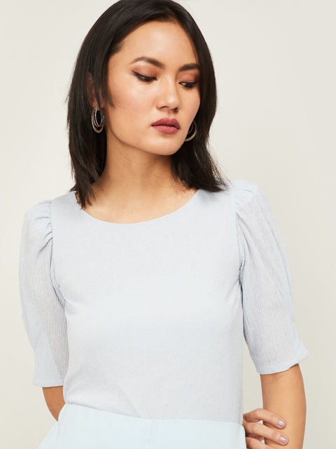 

CODE by Lifestyle Blue Puff Sleeves Regular Top
